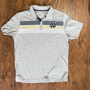 Colosseum Heather Gray Polo with Navy and Cream Stripes
